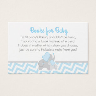 Elephant Baby Shower Book Request Card Blue Grey