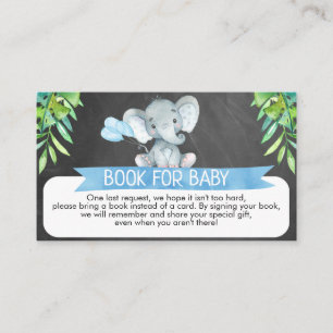 Elephant Baby Shower Book Request Card Insert