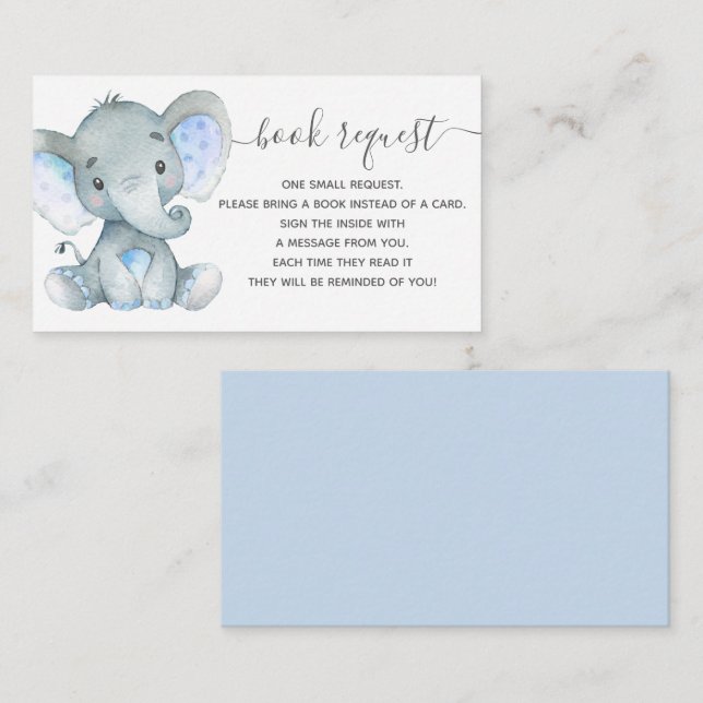 Elephant Baby Shower Book Request Enclosure Card (Front/Back)