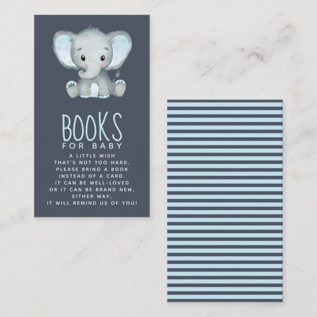  Elephant Baby Shower Books for Baby Enclosure Card (Front/Back)