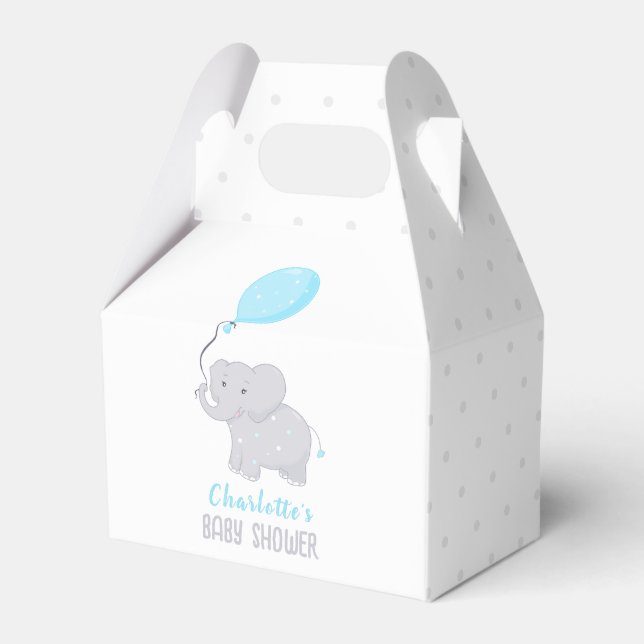 Elephant Baby Shower Boy Cute Favour Box (Front Side)