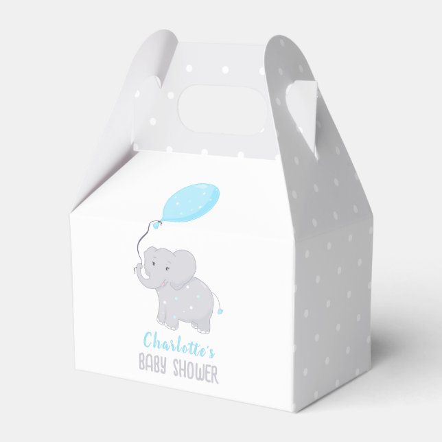 Elephant Baby Shower Boy Cute Favour Box (Front Side)