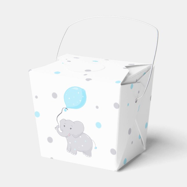 Elephant Baby Shower Boy Cute Favour Box (Front Side)