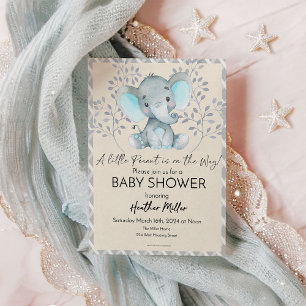 Elephant Baby Shower Boy Invitation