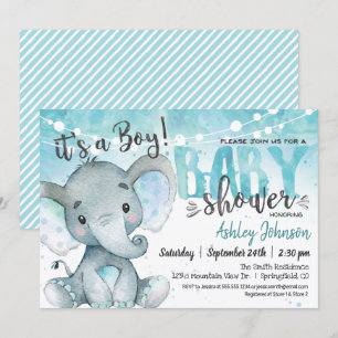 Elephant Baby Shower Boy Invitation