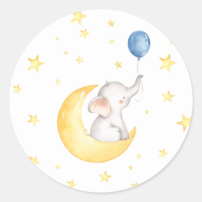 Elephant Baby Shower Classic Round Sticker (Front)