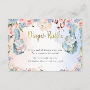 Elephant Baby Shower Diaper Raffle Card, Enclosure Card