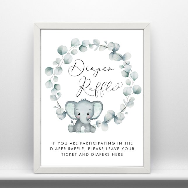 Elephant Baby Shower Diaper Raffle Drop Off Poster (Creator Uploaded)