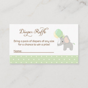 Elephant Baby Shower Diaper Raffle Tickets Enclosure Card