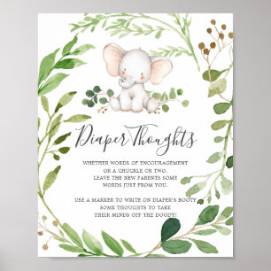 Elephant Baby Shower Diaper Thoughts Sign