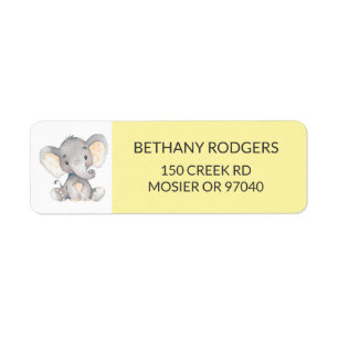 Elephant Baby Shower Envelope Return Address