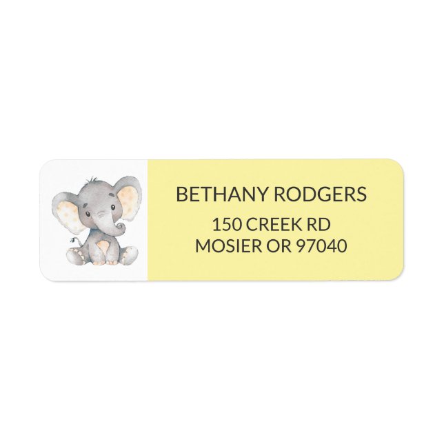 Elephant Baby Shower Envelope Return Address (Front)