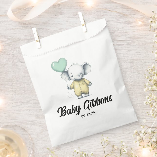 Elephant Baby Shower Favour Bags (Clipped)