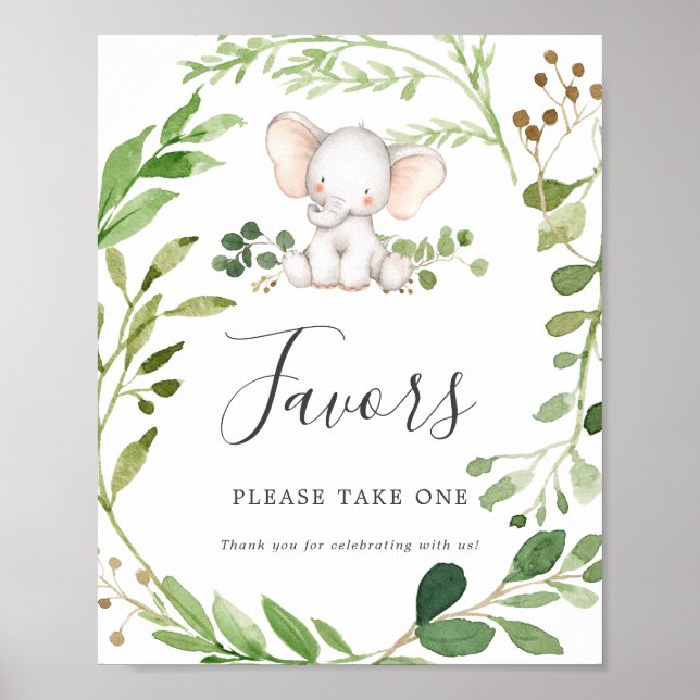 Elephant Baby Shower Favours Sign (Front)