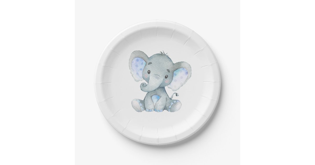 Elephant Baby Shower, First Birthday Party Plates Zazzle