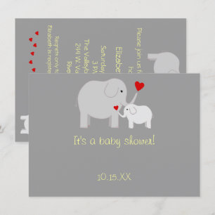 Elephant Baby Shower Gender Neutral Invitation