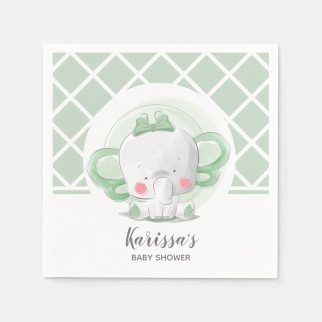  Elephant Baby Shower Gender Neutral Napkin (Front)