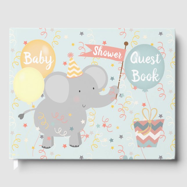 Elephant Baby Shower Giraffe Monkey Confetti Guest Book (Front)