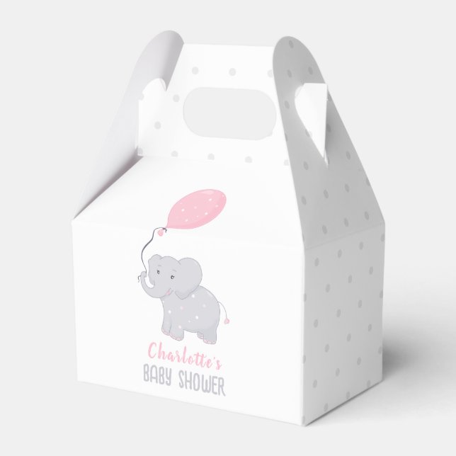 Elephant Baby Shower Girl Cute Favour Box (Front Side)