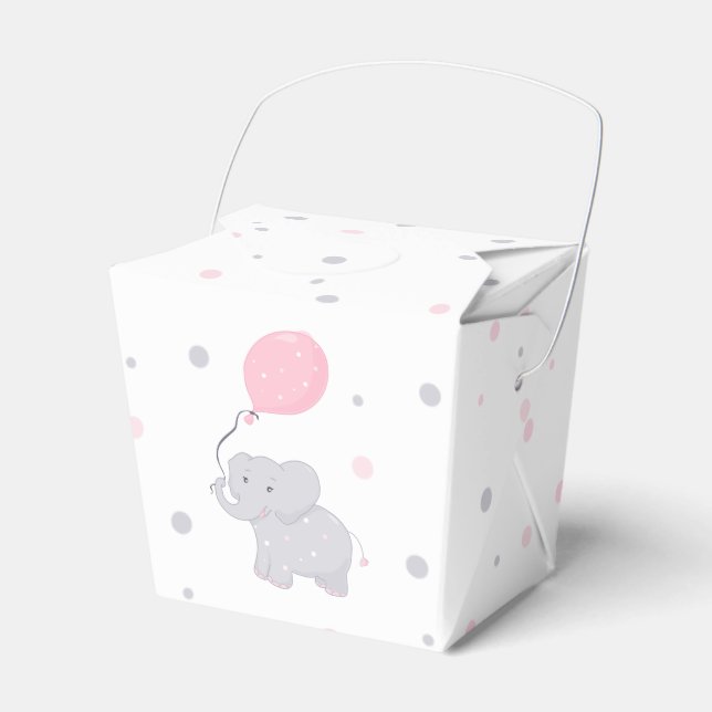 Elephant Baby Shower Girl Cute Favour Box (Front Side)
