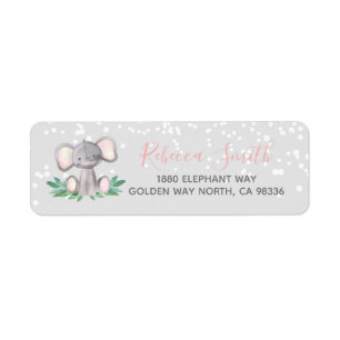Elephant Baby Shower Girl Pink Watercolor