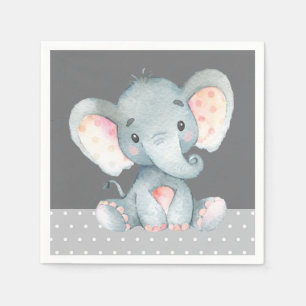 Elephant Baby Shower Gray Napkins