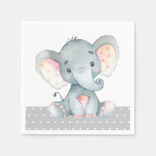 Elephant Baby Shower Grey Napkins