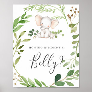 Elephant Baby Shower Guess How Big Mummy's Belly Poster
