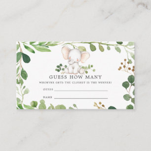 Elephant Baby Shower Guess How Many Card