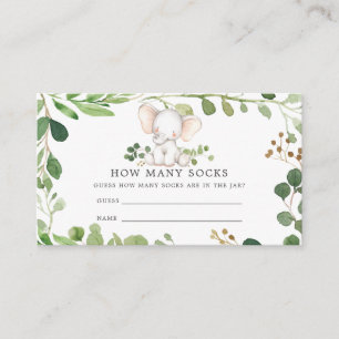 Elephant Baby Shower Guess How Many Socks Enclosure Card