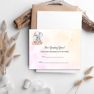 Elephant Baby Shower Guessing Count Game Enclosure Card