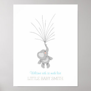 Elephant Baby shower guestbook Blue Baby Boy
