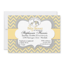 Elephant Baby Shower in Chevron Yellow and Grey