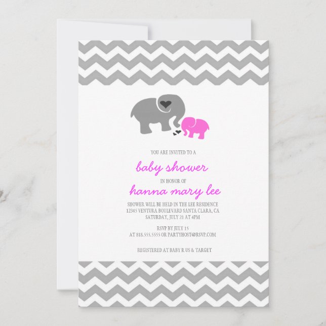 Elephant Baby Shower Invitation (Front)