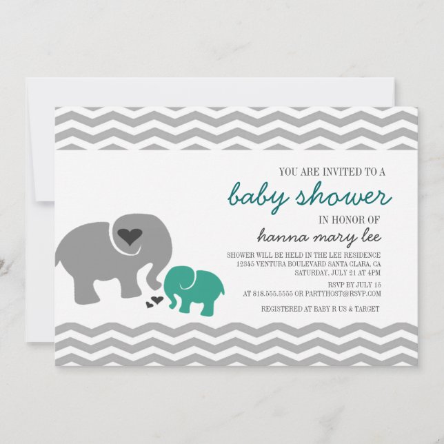 Elephant Baby Shower Invitation (Front)