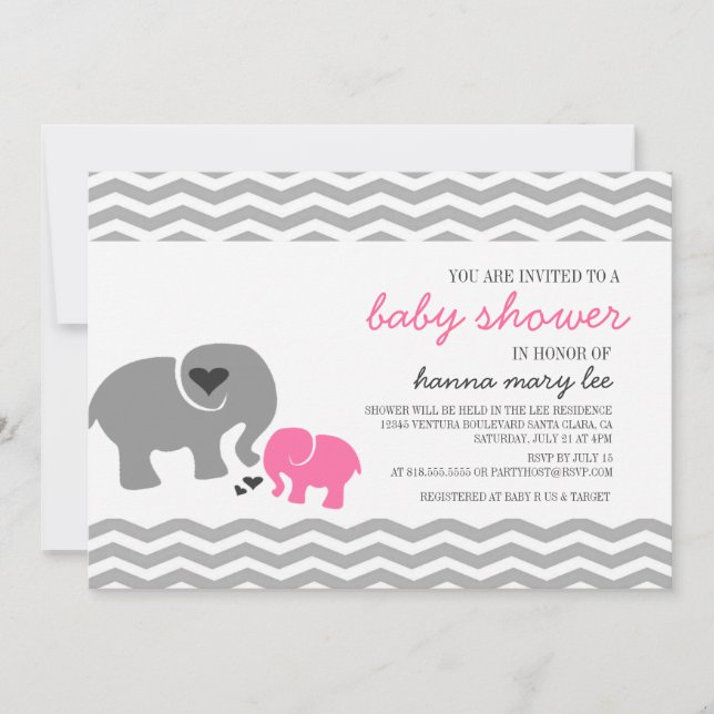 Elephant Baby Shower Invitation (Front)