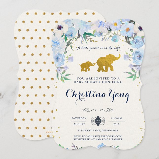 Elephant Baby Shower Invitation (Front/Back)