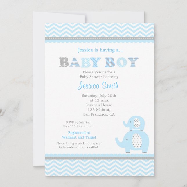 Elephant Baby Shower Invitation (Front)