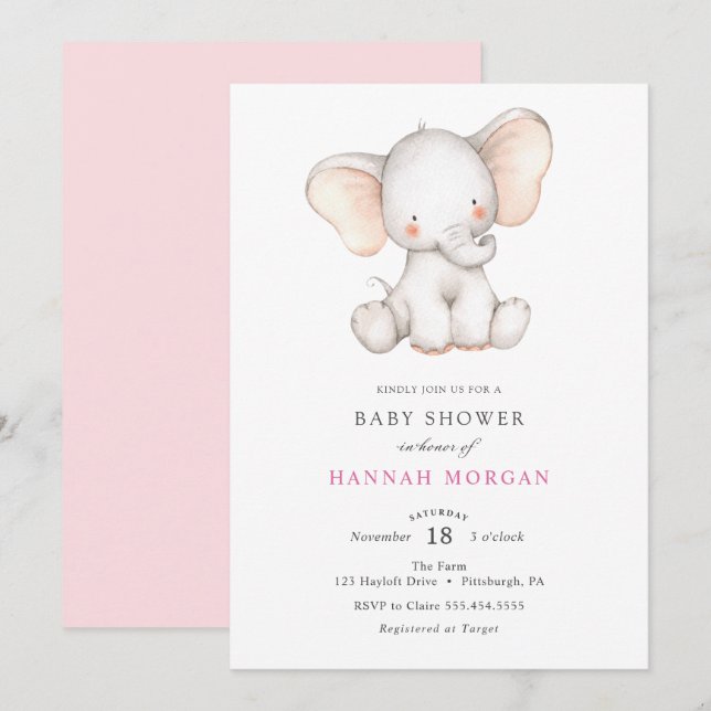 Elephant Baby Shower invitation (Front/Back)