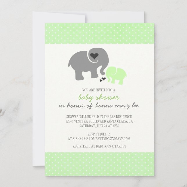Elephant Baby Shower Invitation (Front)