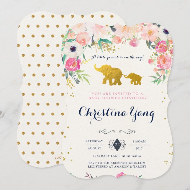 Elephant Baby Shower Invitation (Front/Back)