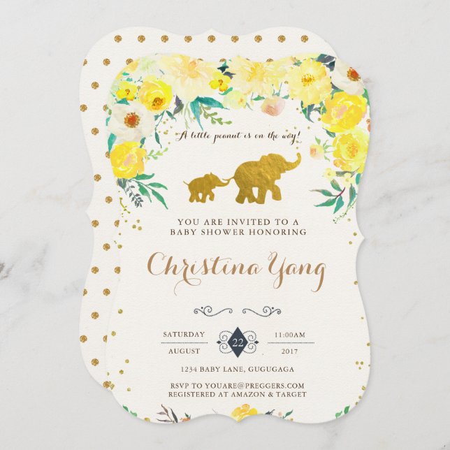Elephant Baby Shower Invitation (Front/Back)