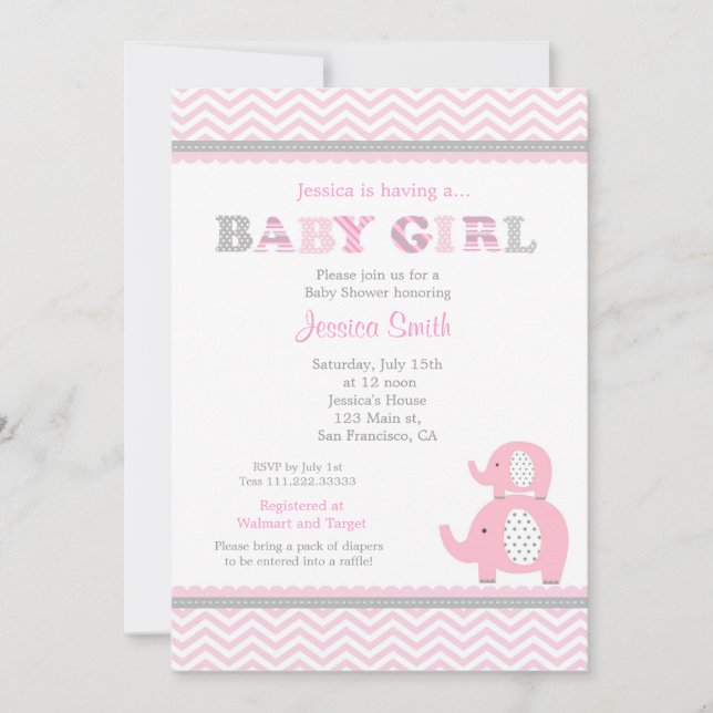 Elephant Baby Shower Invitation (Front)
