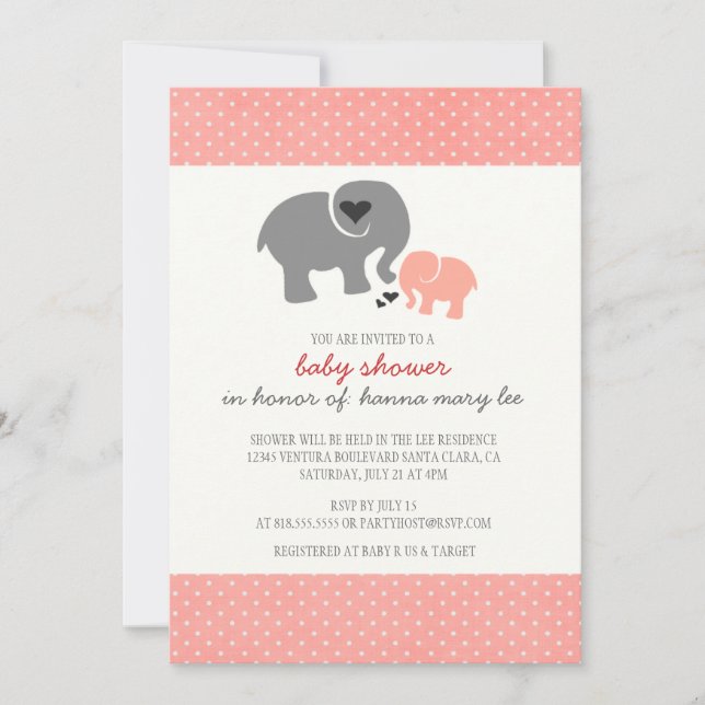 Elephant Baby Shower Invitation (Front)
