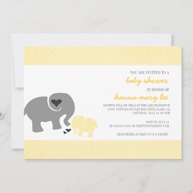 Elephant Baby Shower Invitation (Front)