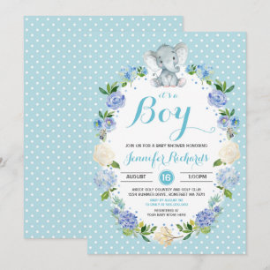 Elephant Baby Shower Invitation Boy Baby Shower