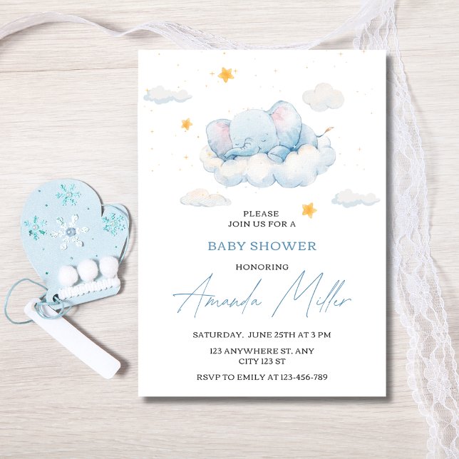 Elephant Baby Shower Invitation, Boy Baby Shower Invitation (Creator Uploaded)