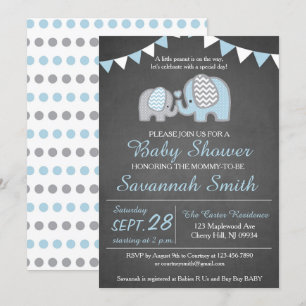Elephant Baby Shower Invitation Boy - Chalkboard
