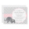 Elephant Baby Shower Invitation, chevron with pink