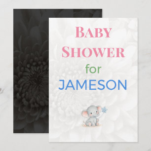 Elephant Baby Shower Invitation Custom Name